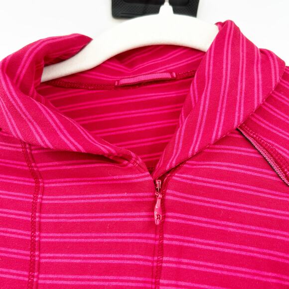 Lululemon Womens Athleisure Think Fast Thumbhole Pullover Size 2 Berry‎ Striped - Picture 4 of 7